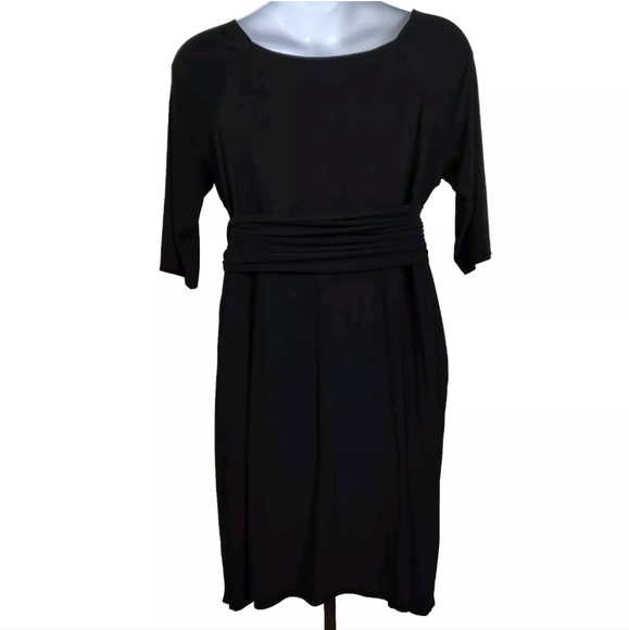IGIGI Solid Black Stretchy Faux Wrap Dress Formal Cocktail Plus Size 18/20 - Picture 4 of 14